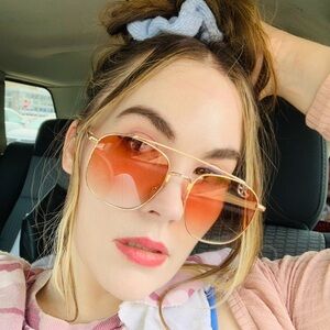 Free People Gold Frame with Orange Tint Sunglasses